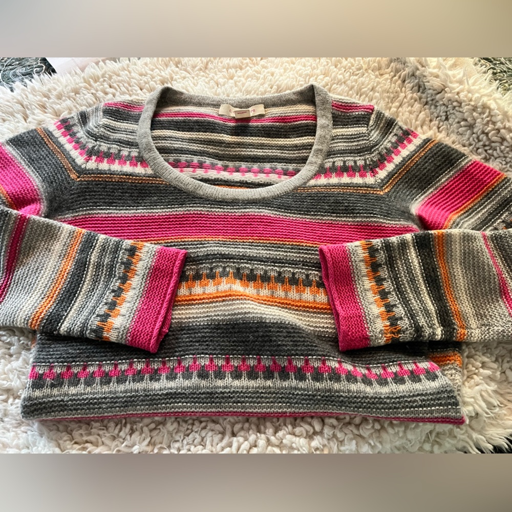 C by Bloomingdale’s Striped Pastel Crewneck